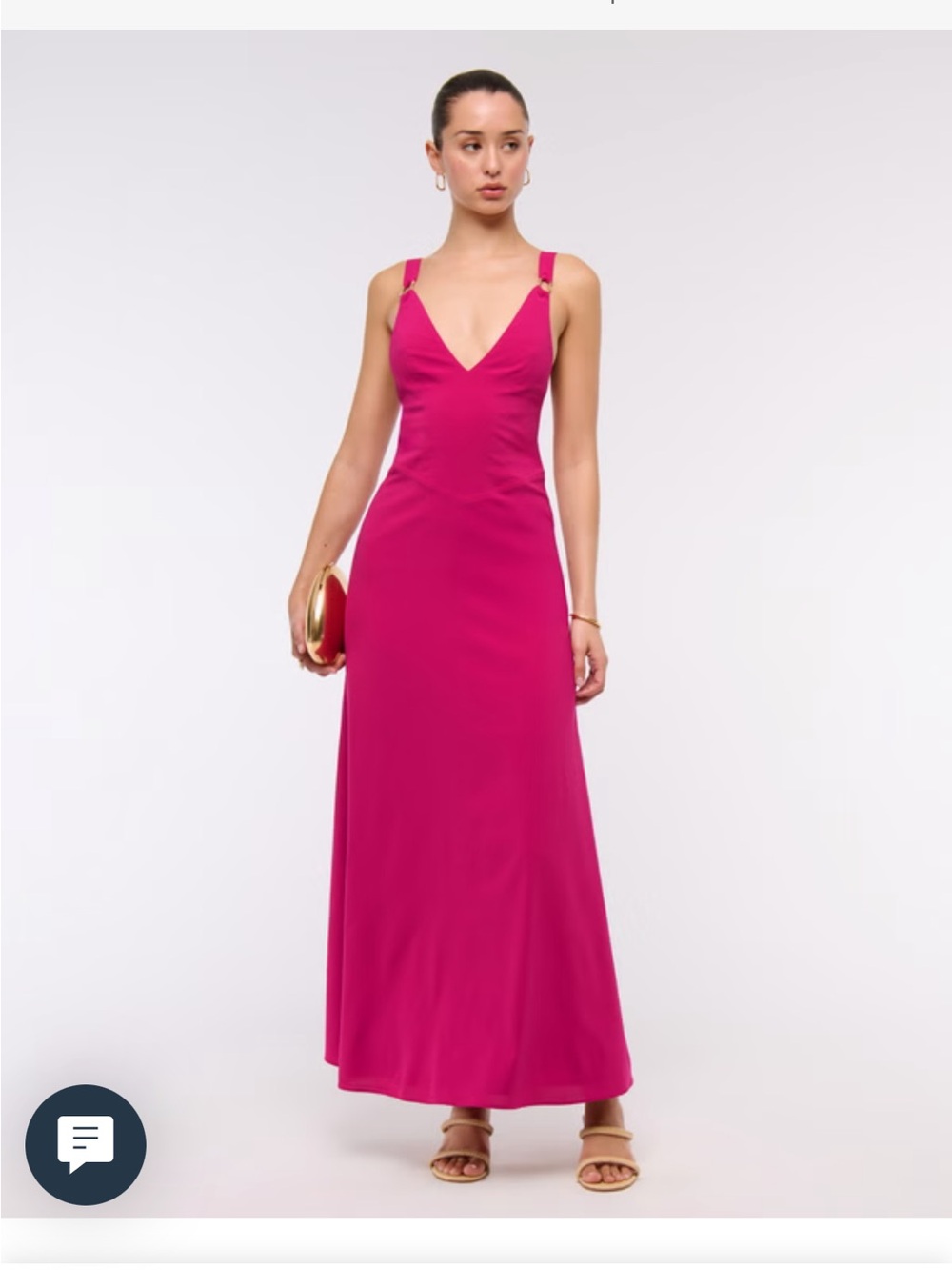 Abercrombie & Fitch Fuchsia Dipped-Waist Hardware Maxi Dress